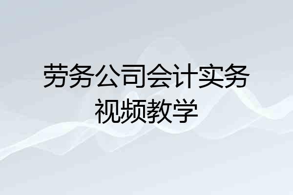 劳务公司会计实务视频教学