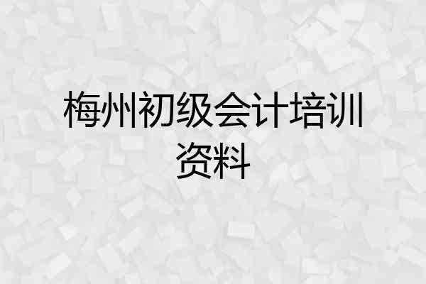 梅州初级会计培训资料