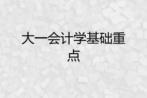 大一会计学基础重点