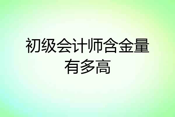 初级会计师含金量有多高