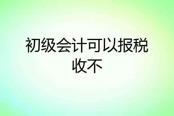 初级会计可以报税收不