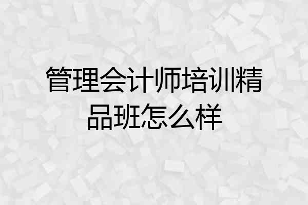 管理会计师培训精品班怎么样
