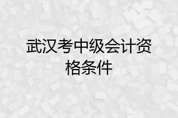 武汉考中级会计资格条件