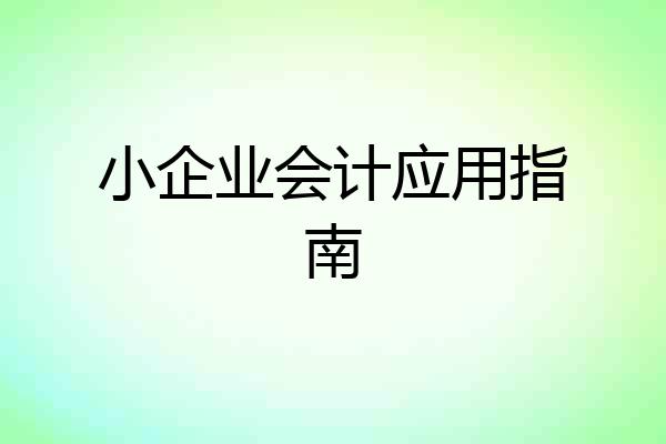 小企业会计应用指南