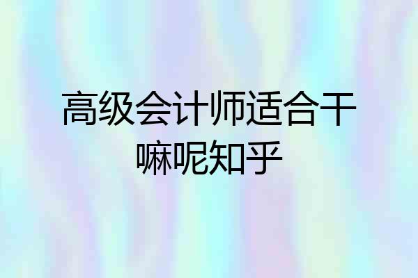 高级会计师适合干嘛呢知乎
