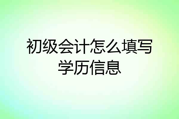 初级会计怎么填写学历信息