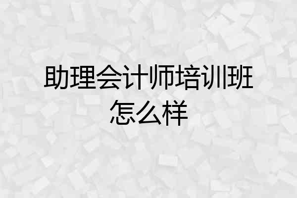 助理会计师培训班怎么样