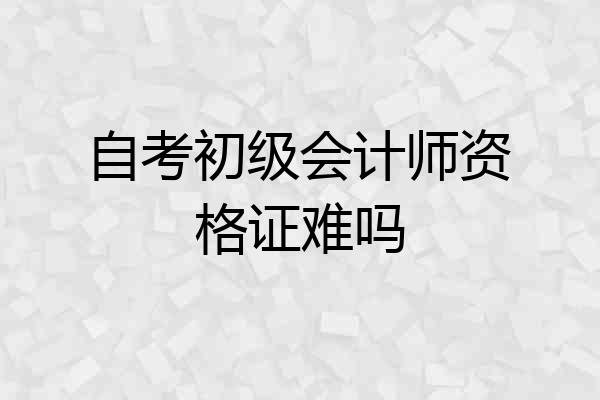 自考初级会计师资格证难吗