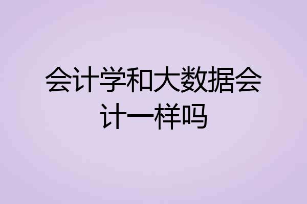 会计学和大数据会计一样吗