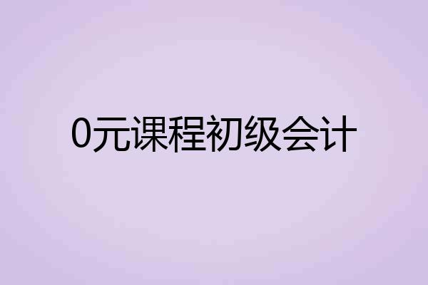 0元课程初级会计