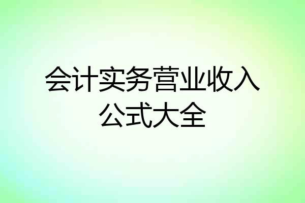会计实务营业收入公式大全