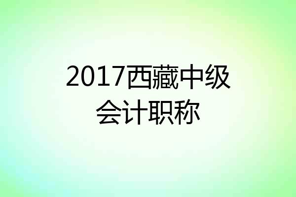 2017西藏中级会计职称