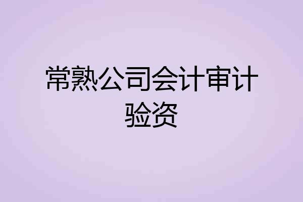 常熟公司会计审计验资