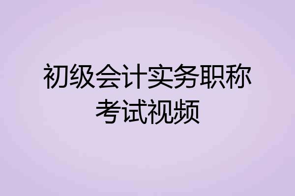 初级会计实务职称考试视频