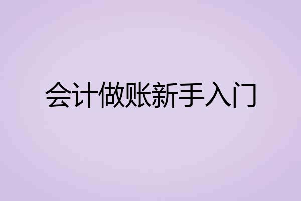 会计做账新手入门