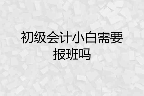 初级会计小白需要报班吗