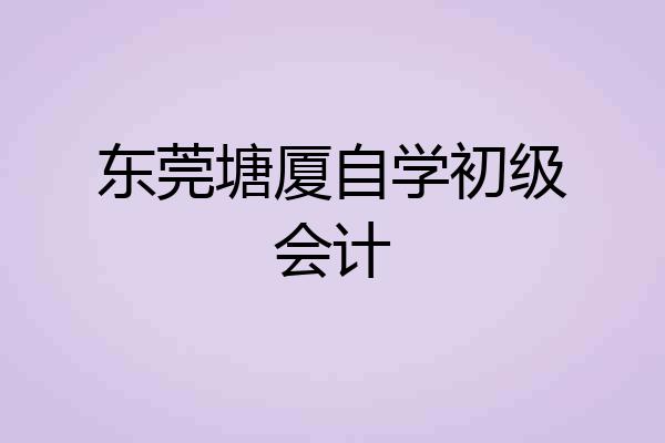 东莞塘厦自学初级会计