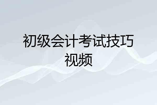 初级会计考试技巧视频