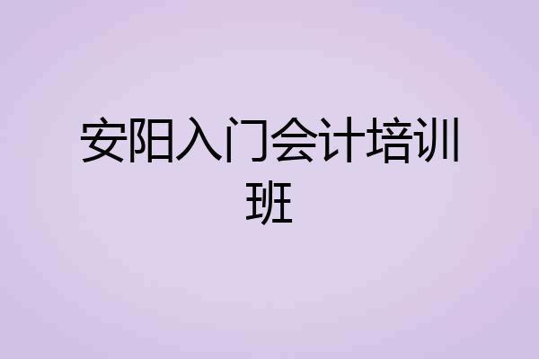 安阳入门会计培训班
