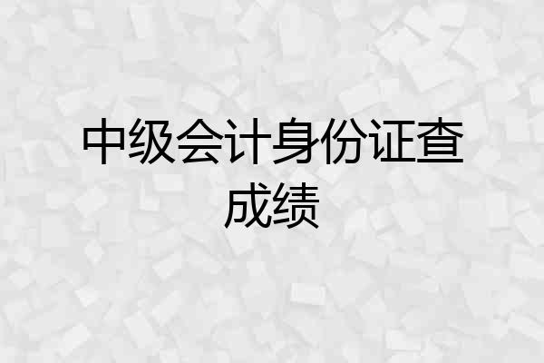 中级会计身份证查成绩