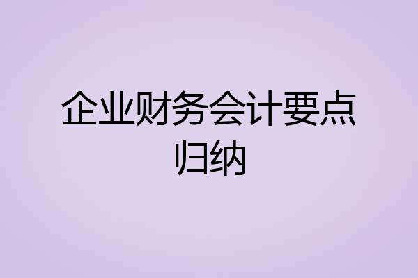 企业财务会计要点归纳