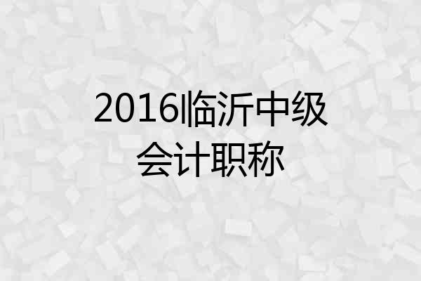 2016临沂中级会计职称