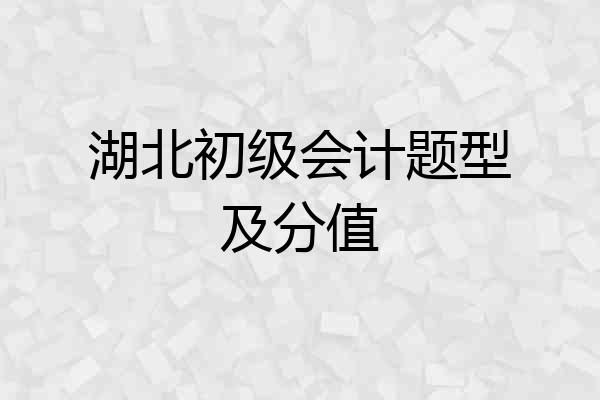 湖北初级会计题型及分值
