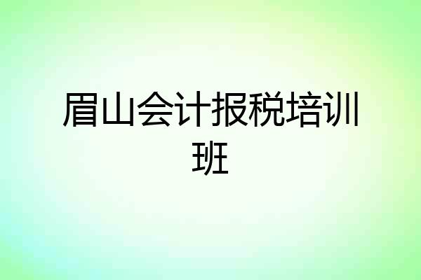 眉山会计报税培训班
