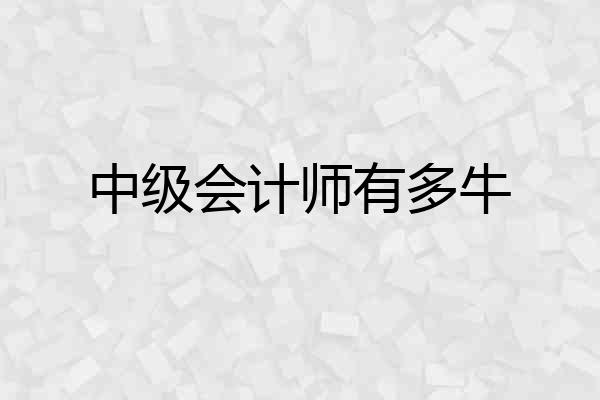 中级会计师有多牛