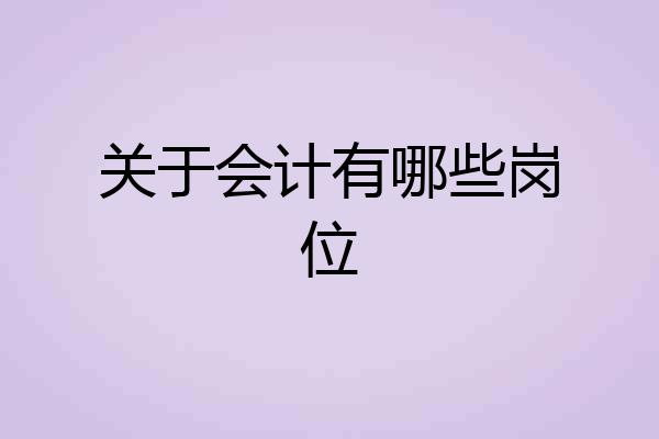 关于会计有哪些岗位