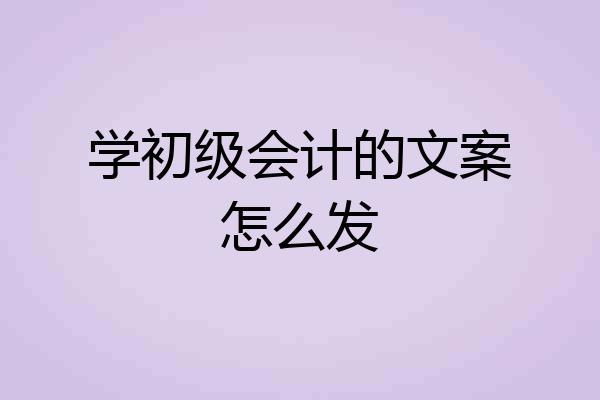 学初级会计的文案怎么发