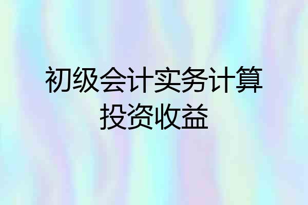 初级会计实务计算投资收益