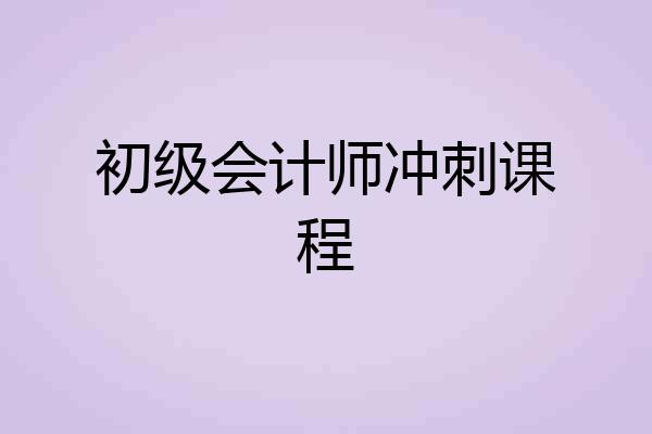 初级会计师冲刺课程