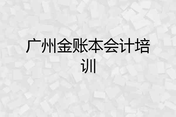 广州金账本会计培训
