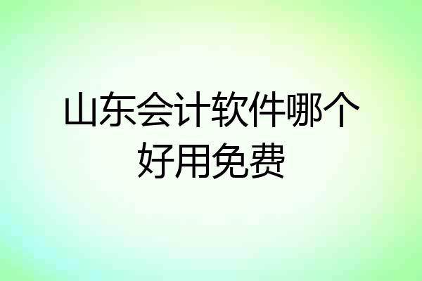 山东会计软件哪个好用免费