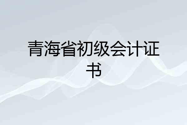 青海省初级会计证书