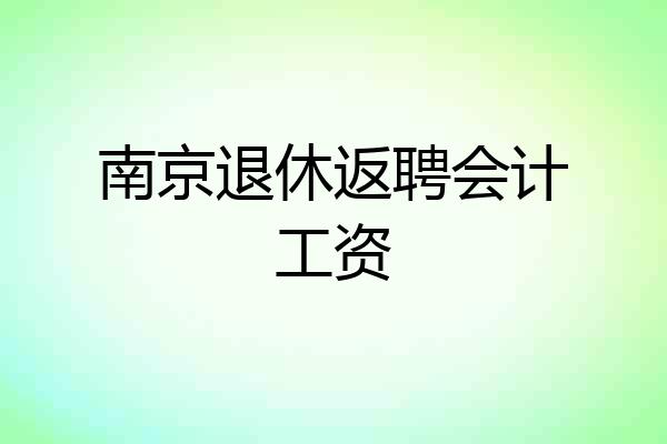 南京退休返聘会计工资