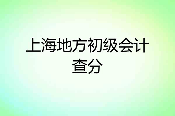 上海地方初级会计查分