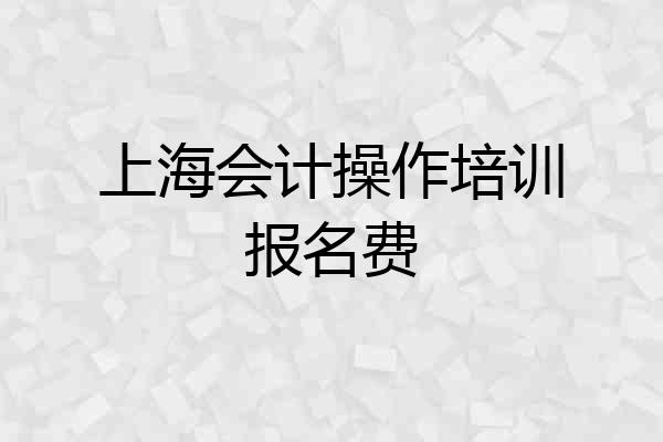 上海会计操作培训报名费