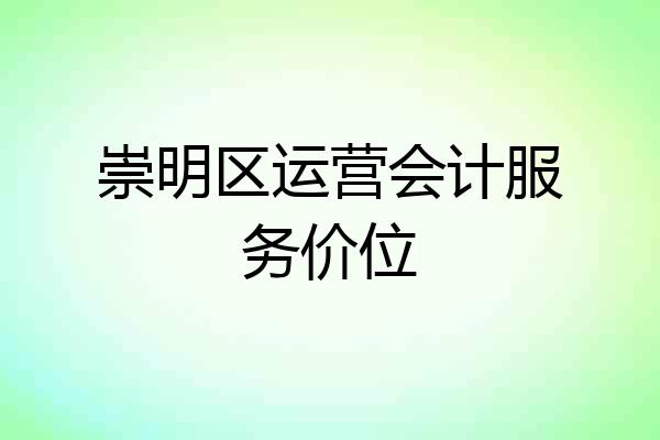 崇明区运营会计服务价位