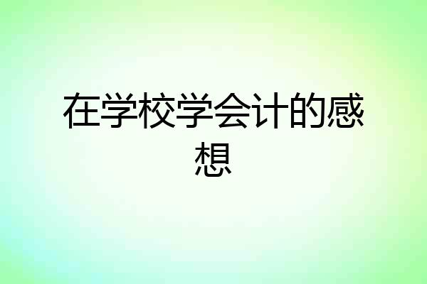 在学校学会计的感想