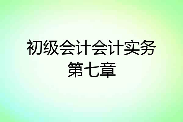 初级会计会计实务第七章
