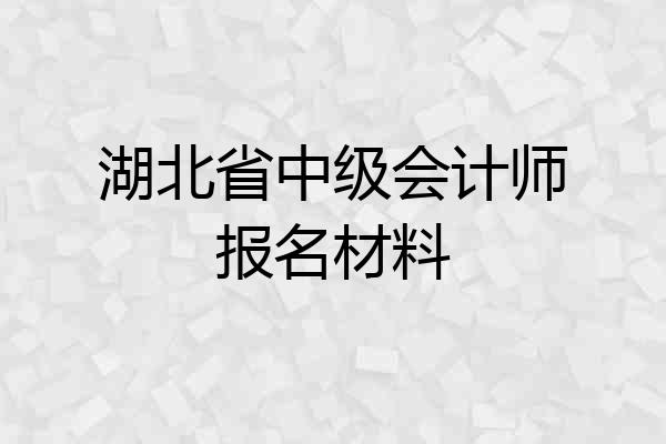 湖北省中级会计师报名材料