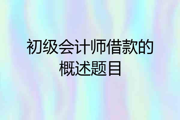 初级会计师借款的概述题目