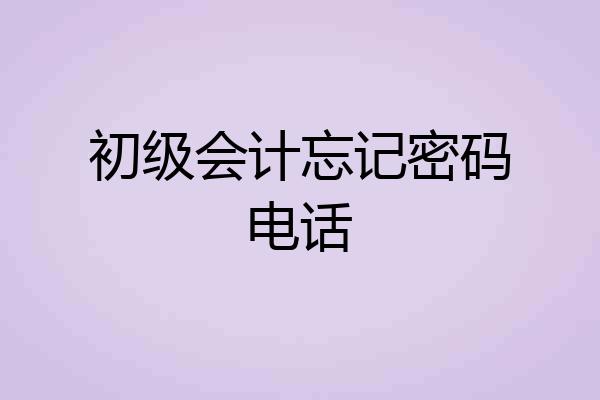 初级会计忘记密码电话