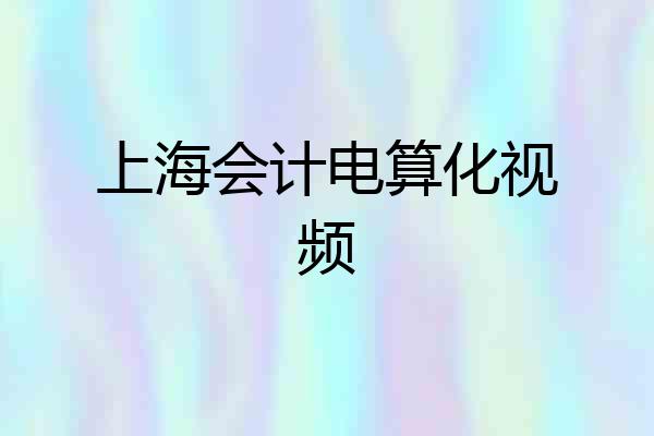 上海会计电算化视频