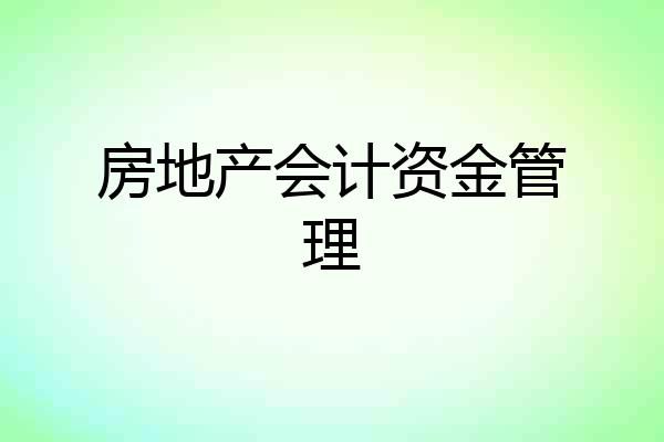 房地产会计资金管理