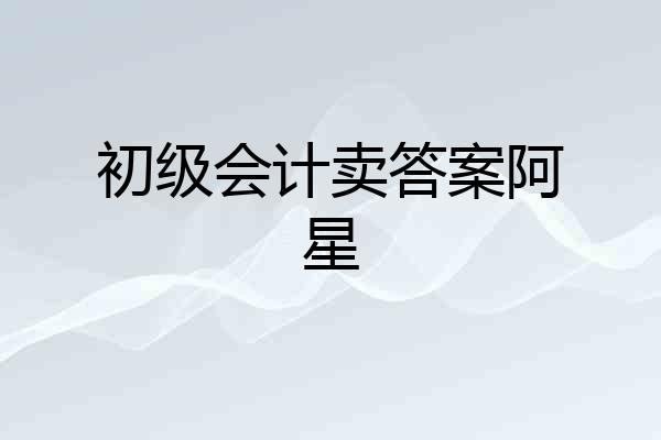 初级会计卖答案阿星