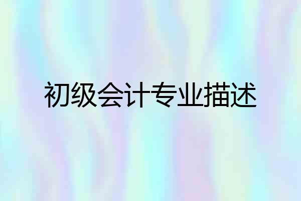 初级会计专业描述