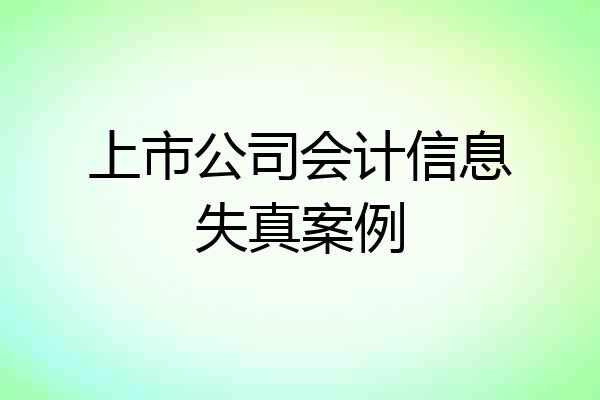 上市公司会计信息失真案例